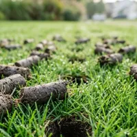 cores aerated from lawn