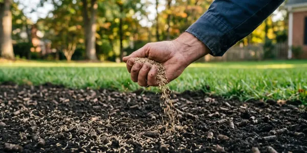 man planting seed by hand